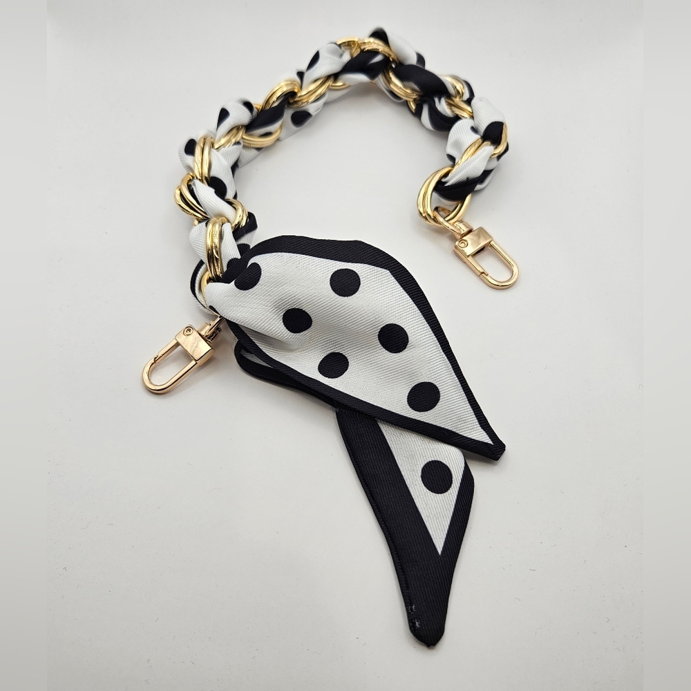 Polka Dot Scarf Chain Bag Charm